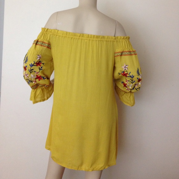 LAST 1! Floral Embroidery Off Shoulder Dress - Picture 3 of 5
